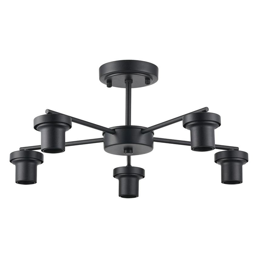 Photograph: Idolite Devine Satin Black 5 Light Downward Semi Ceiling (FRAME ONLY)