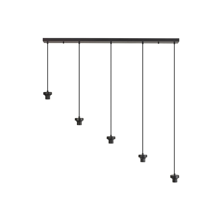 Photograph: Idolite Devine Satin Black 5 Light E27 2m Linear Multiple Pendant (FRAME ONLY)
