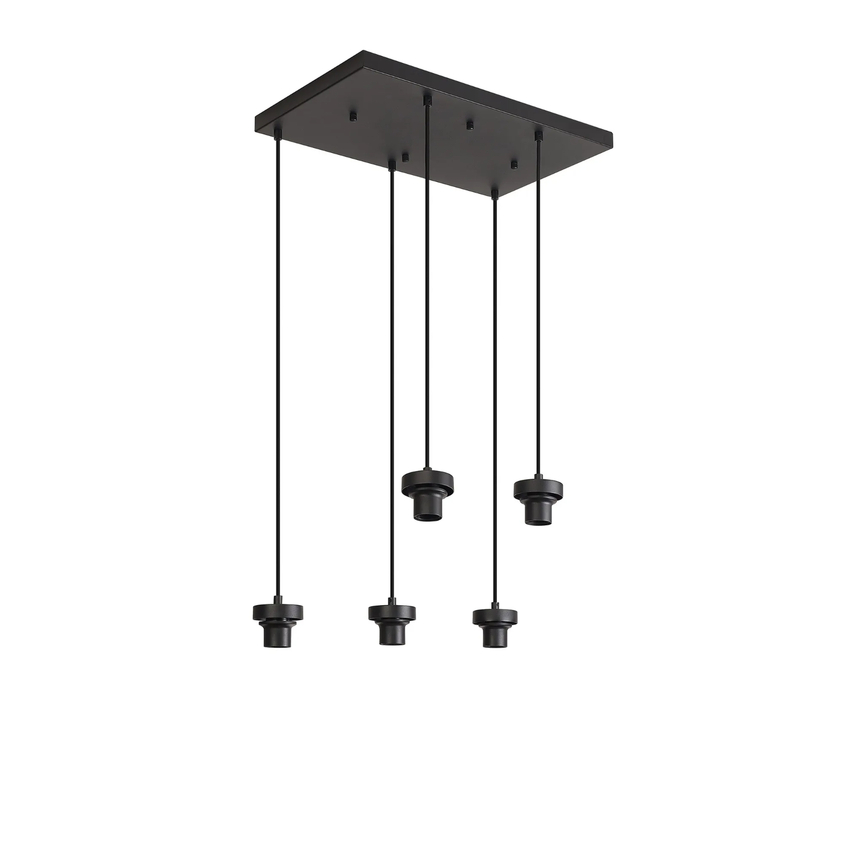 Photograph: Idolite Devine Satin Black 5 Light E27 2m Rectangular Multiple Pendant (FRAME ONLY)