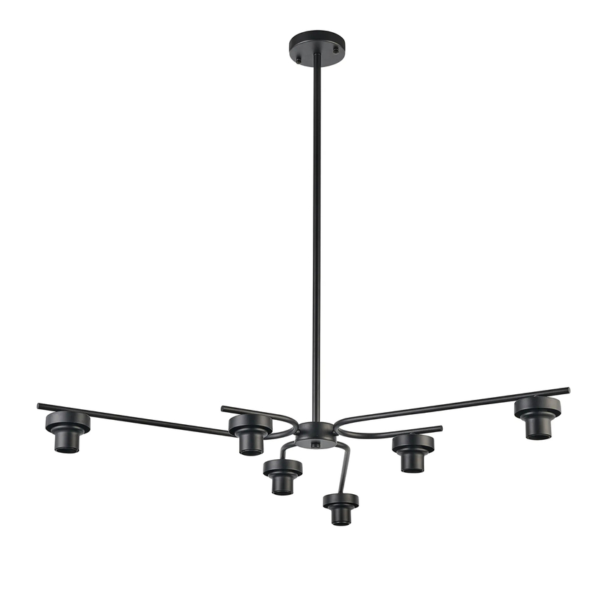 Photograph: Idolite Devine Satin Black 6 Light E27 Fixed 3 Arm Pendant (FRAME ONLY)