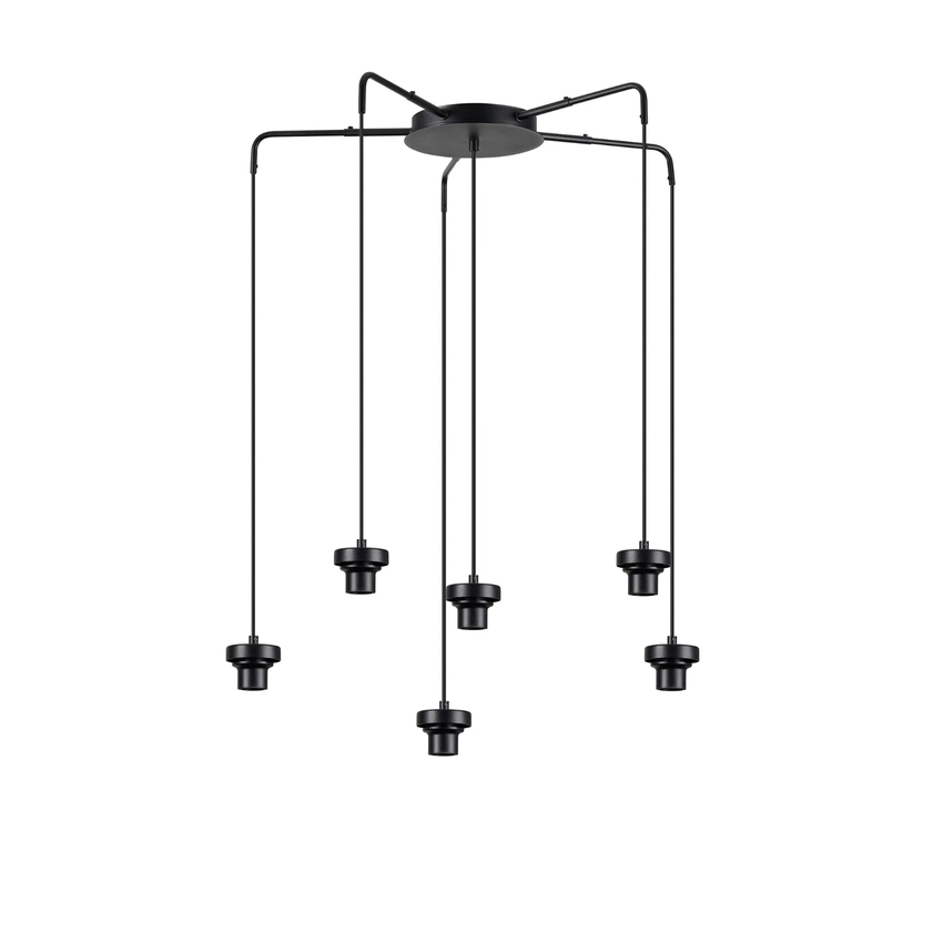 Photograph: Idolite Devine Satin Black 6 Light E27 Round Multiple Spider Pendant (FRAME ONLY)
