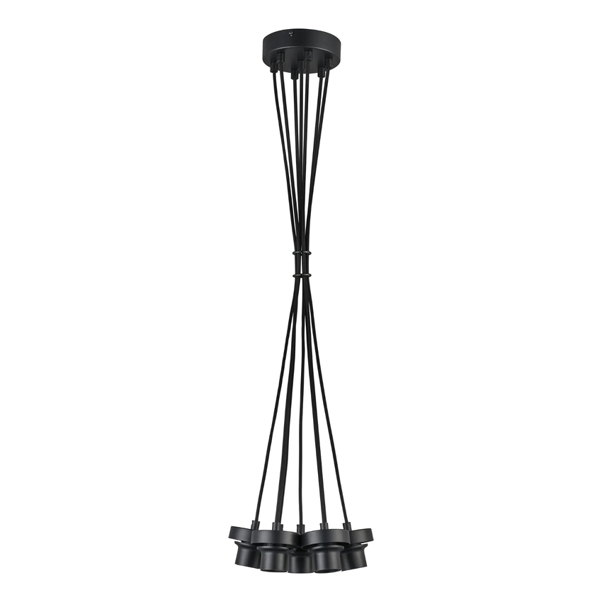 Photograph: Idolite Devine Satin Black 7 Light E27 1.5m Cluster Pendant (FRAME ONLY), Suitable For A Vast Selection Of Glass Shades