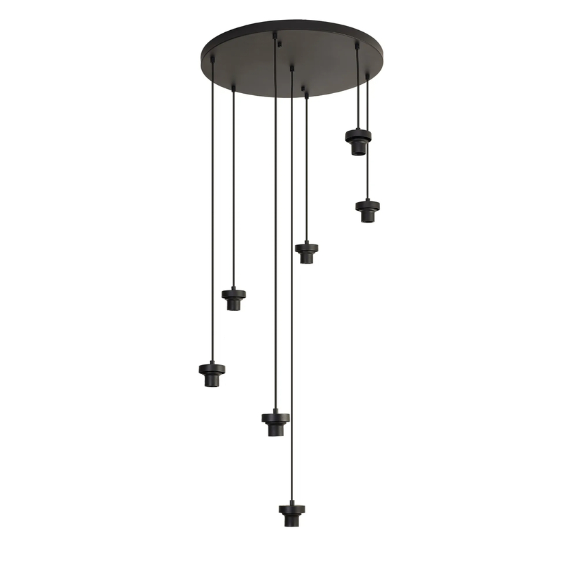 Photograph: Idolite Devine Satin Black 7 Light E27 3m Round Multiple Pendant (FRAME ONLY)