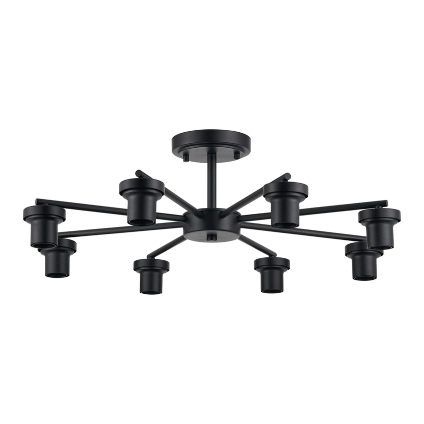 Photograph: Idolite Devine Satin Black 8 Light Downward Semi Ceiling (FRAME ONLY)