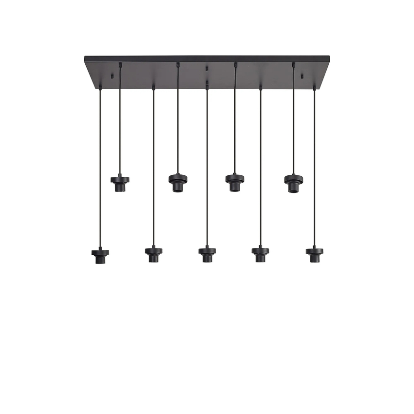 Photograph: Idolite Devine Satin Black 9 Light E27 2m Rectangular Multiple Pendant (FRAME ONLY)