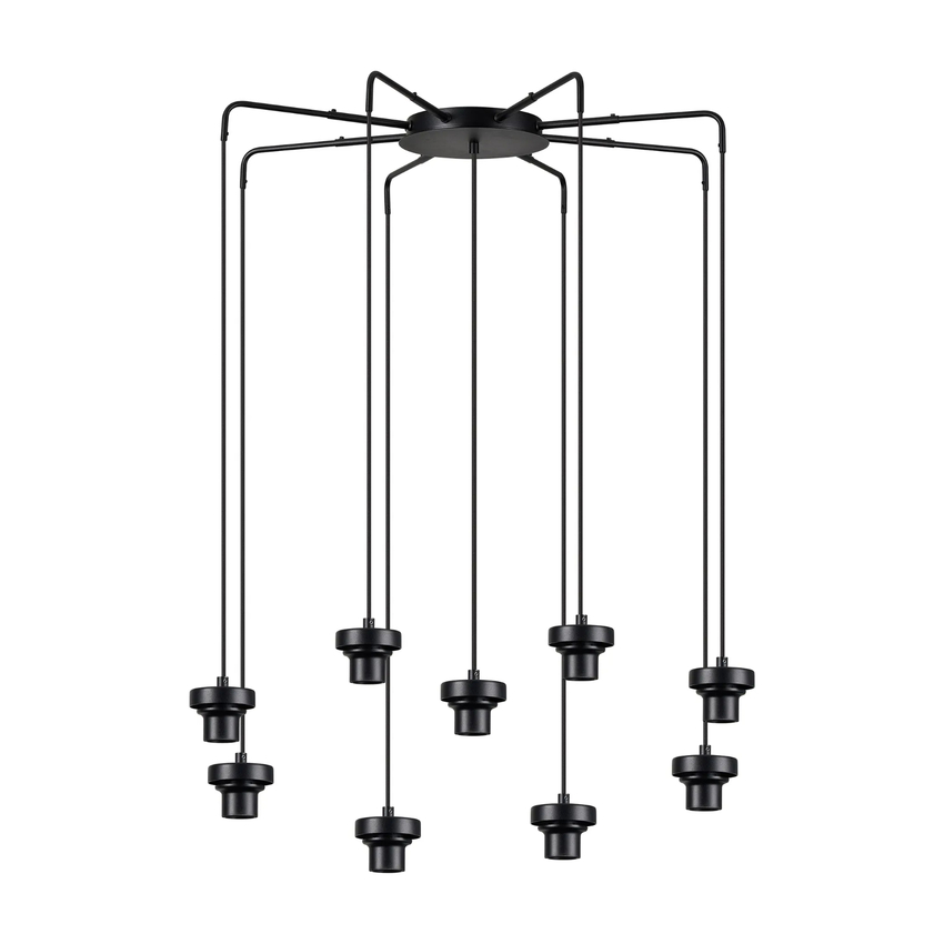Photograph: Idolite Devine Satin Black 9 Light E27 Round Multiple Spider Pendant (FRAME ONLY)