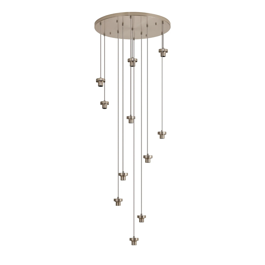 Photograph: Idolite Devine Satin Nickel 11 Light E27 3.5m Round Multiple Pendant (FRAME ONLY)