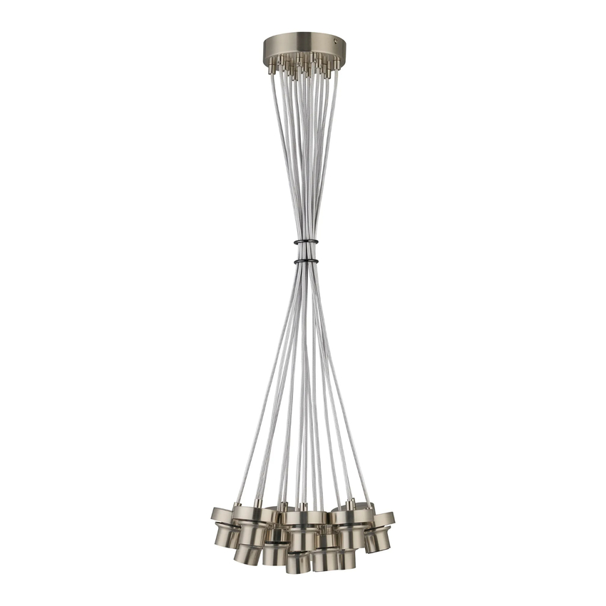 Photograph: Idolite Devine Satin Nickel 13 Light E27 2m Cluster Pendant (FRAME ONLY), Suitable For A Vast Selection Of Glass Shades