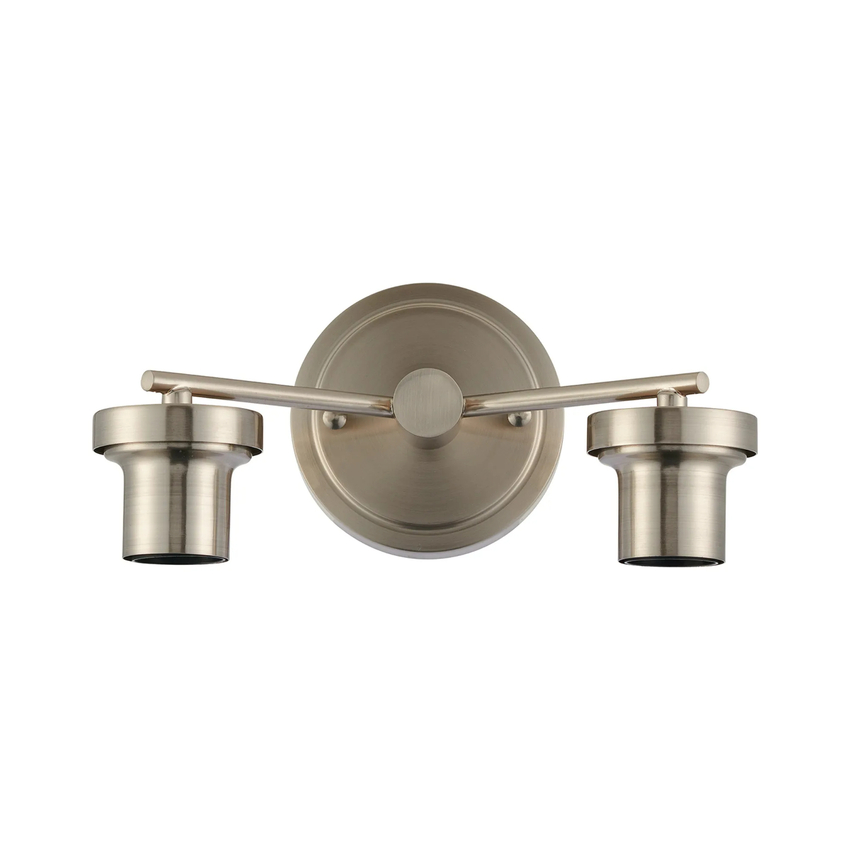Photograph: Idolite Devine Satin Nickel 2 Light E27 Round Plate Wall Light (FRAME ONLY)