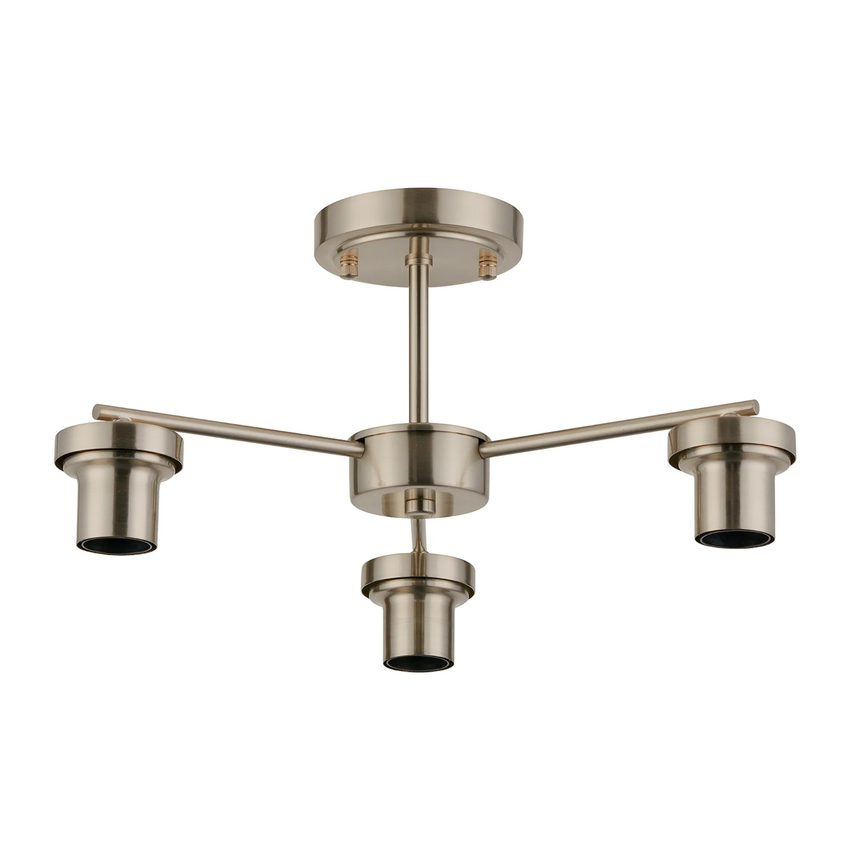 Photograph: Idolite Devine Satin Nickel 3 Light Downward Semi Ceiling (FRAME ONLY)