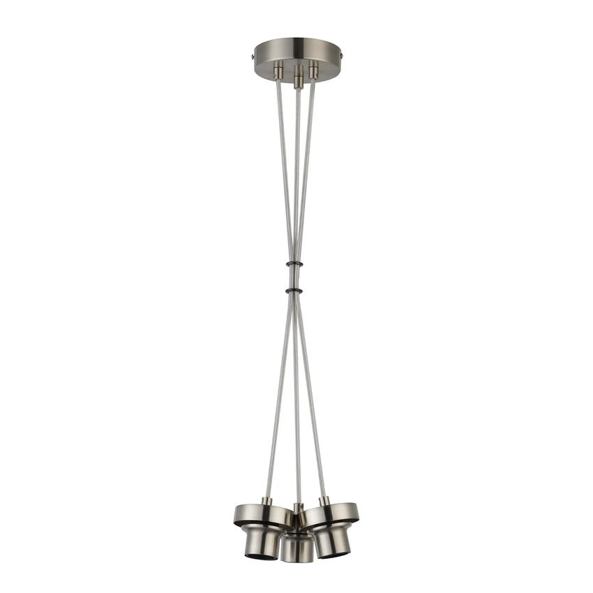 Photograph: Idolite Devine Satin Nickel 3 Light E27 1m Cluster Pendant (FRAME ONLY), Suitable For A Vast Selection Of Glass Shades