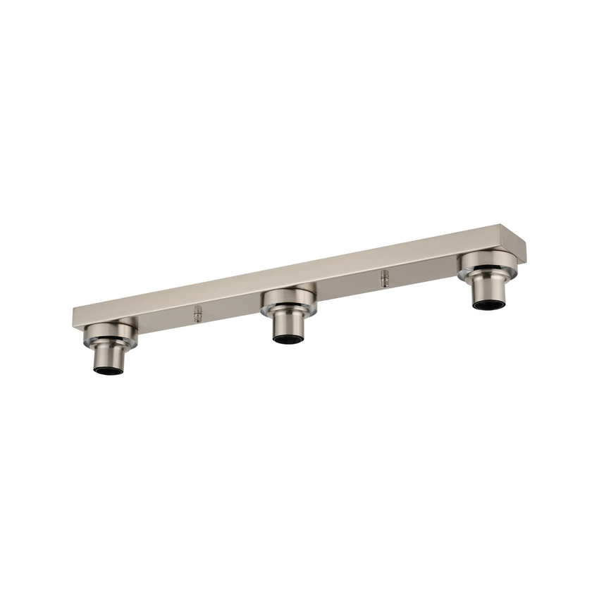 Photograph: Idolite Devine Satin Nickel 3 Light E27 Linear Flush Ceiling (FRAME ONLY)