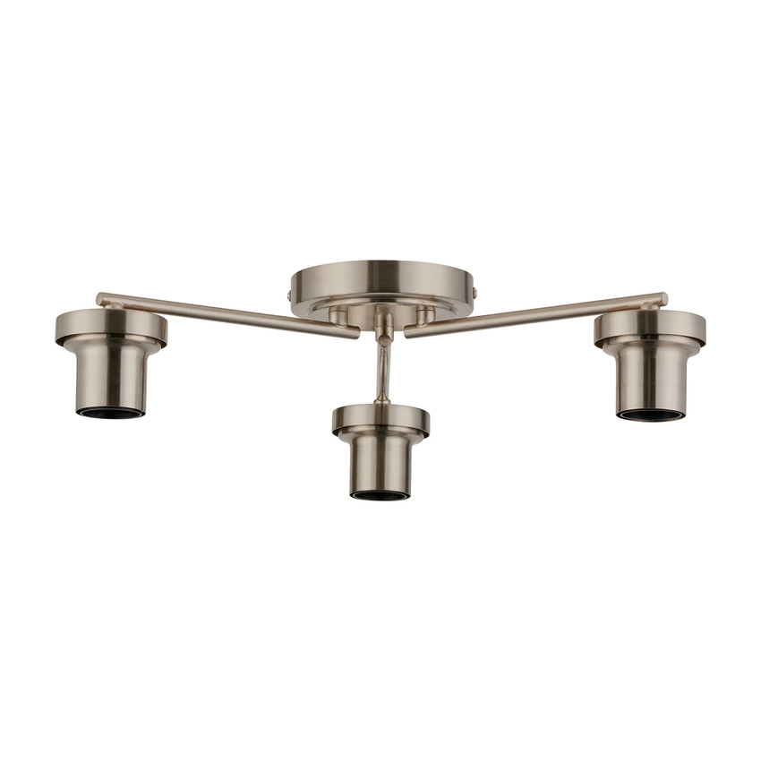 Photograph: Idolite Devine Satin Nickel 3 Light Flush Ceiling (FRAME ONLY)