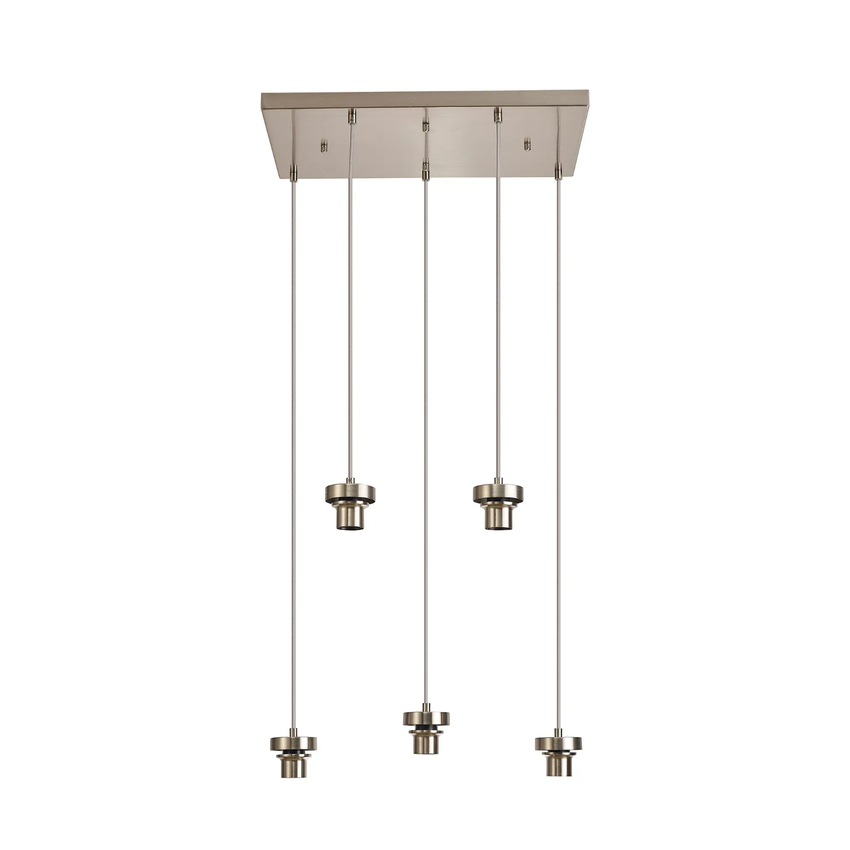 Photograph: Idolite Devine Satin Nickel 5 Light E27 2m Rectangular Multiple Pendant (FRAME ONLY)