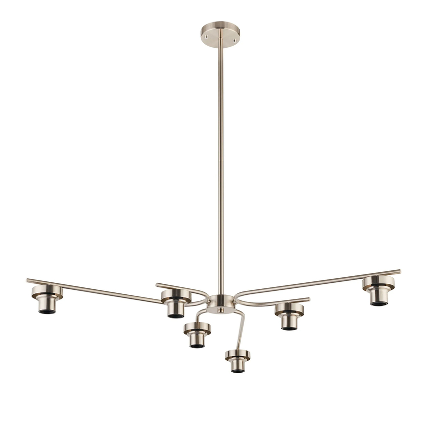 Photograph: Idolite Devine Satin Nickel 6 Light E27 Fixed 3 Arm Pendant (FRAME ONLY)