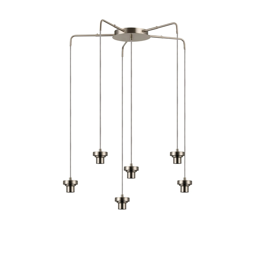Photograph: Idolite Devine Satin Nickel 6 Light E27 Round Multiple Spider Pendant (FRAME ONLY)