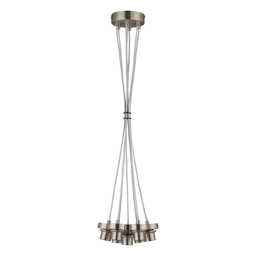 Photograph: Idolite Devine Satin Nickel 7 Light E27 1.5m Cluster Pendant (FRAME ONLY), Suitable For A Vast Selection Of Glass Shades