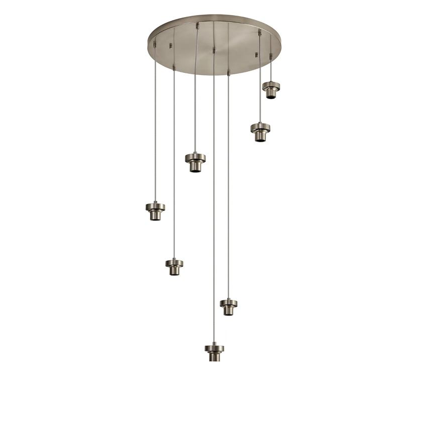 Photograph: Idolite Devine Satin Nickel 7 Light E27 3m Round Multiple Pendant (FRAME ONLY)