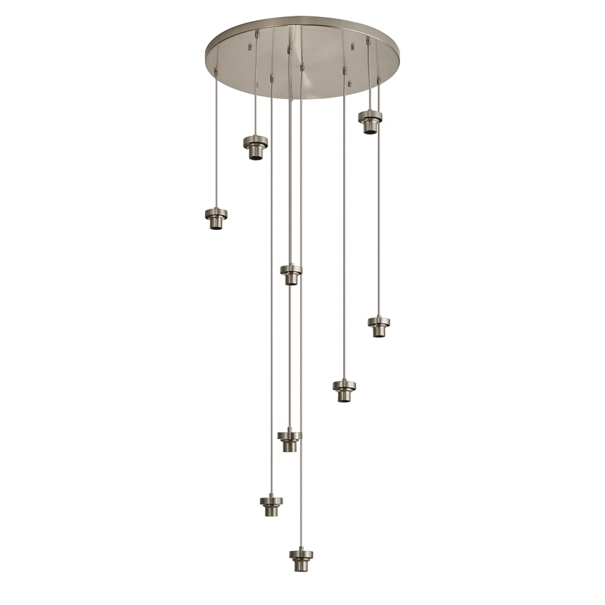 Photograph: Idolite Devine Satin Nickel 9 Light E27 3m Round Multiple Pendant (FRAME ONLY)