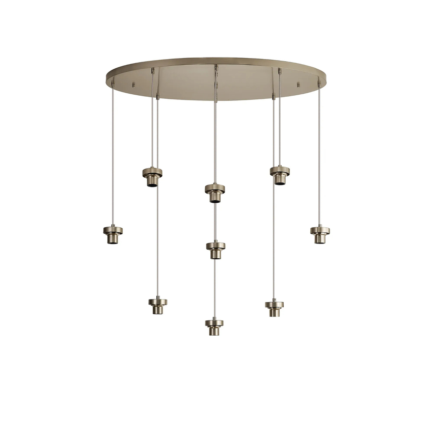 Photograph: Idolite Devine Satin Nickel 9 Light E27 Oval Multiple Pendant (FRAME ONLY)