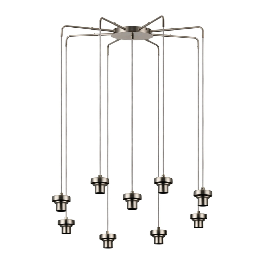 Photograph: Idolite Devine Satin Nickel 9 Light E27 Round Multiple Spider Pendant (FRAME ONLY)
