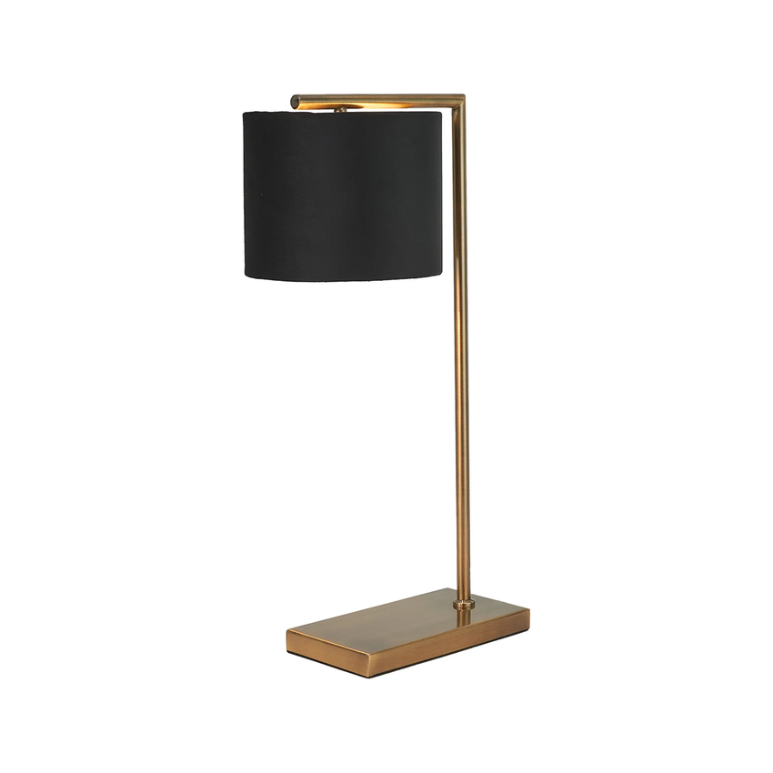 Photograph: Idolite Devine Table Lamp, 1 Light E27, Antique Brass/Black/Prosecco 20x16.5cm Velvet Shade