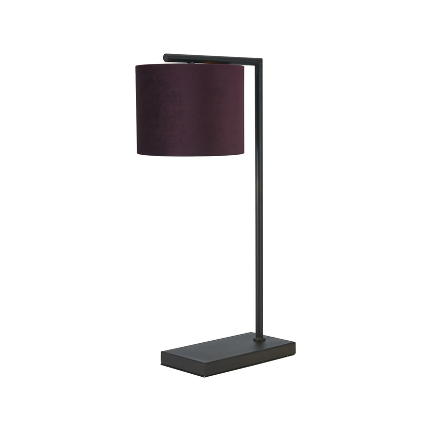 Photograph: Idolite Devine Table Lamp, 1 Light E27, Satin Black/Aubergine 20x16.5cm Velvet Shade