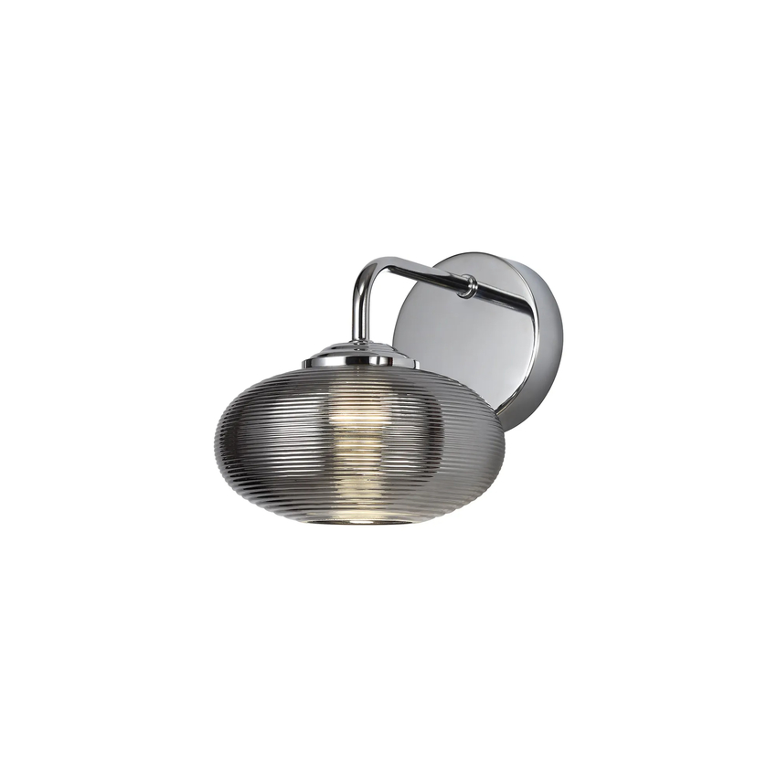 Photograph: Idolite Dhaulagiri Polished Chrome Single Wall Light Complete With Smoked Glass