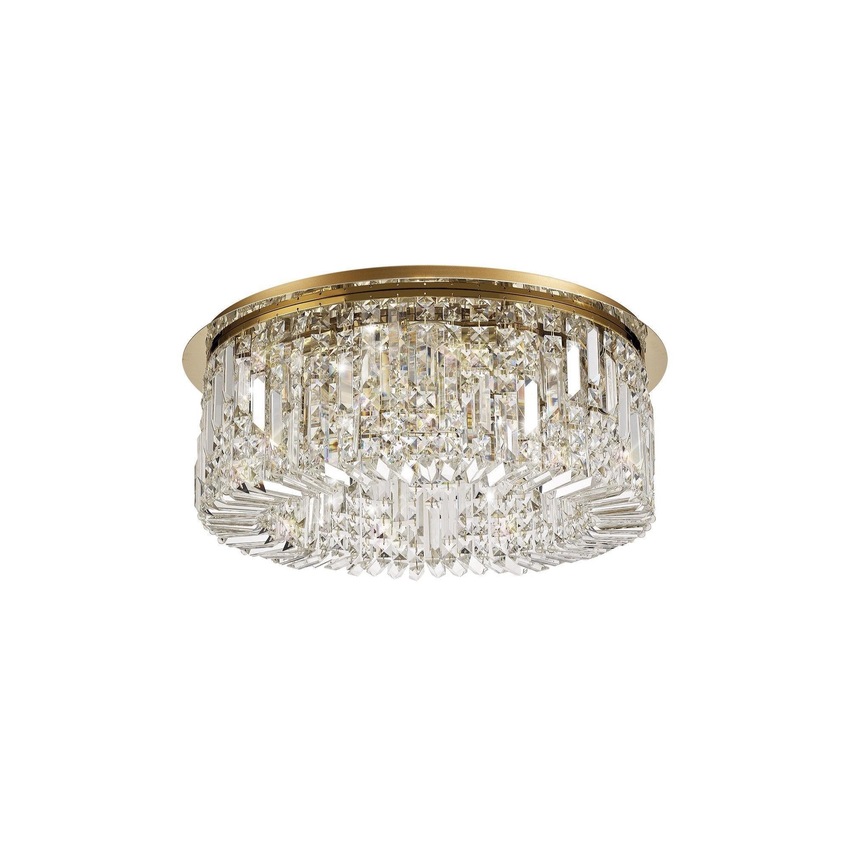 Photograph: Idolite Dividi Gold Finish 8 Light Large Flush Crystal Ceiling Light