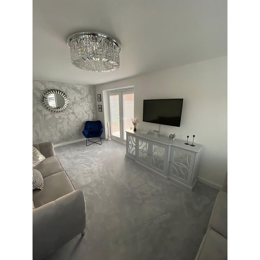 Photograph: Idolite Dividi Polished Chrome 8 Light Large Flush Crystal Ceiling Light