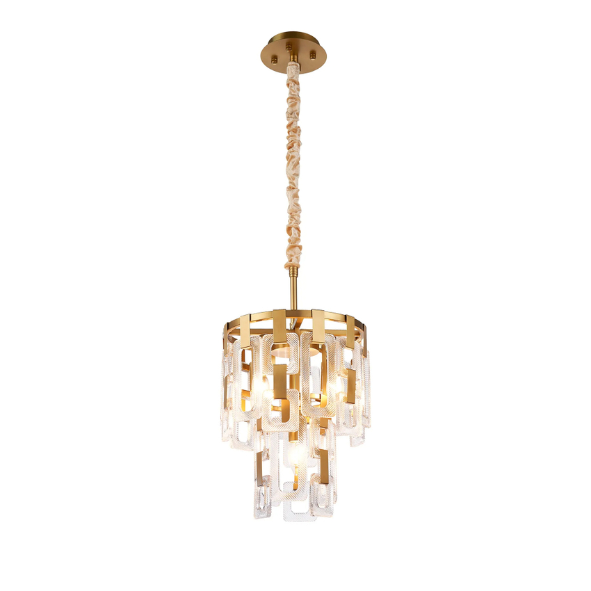 Photograph: Idolite Duskie 30cm 2 Tier Matt Gold Pendant Light Complete With Clear Glass