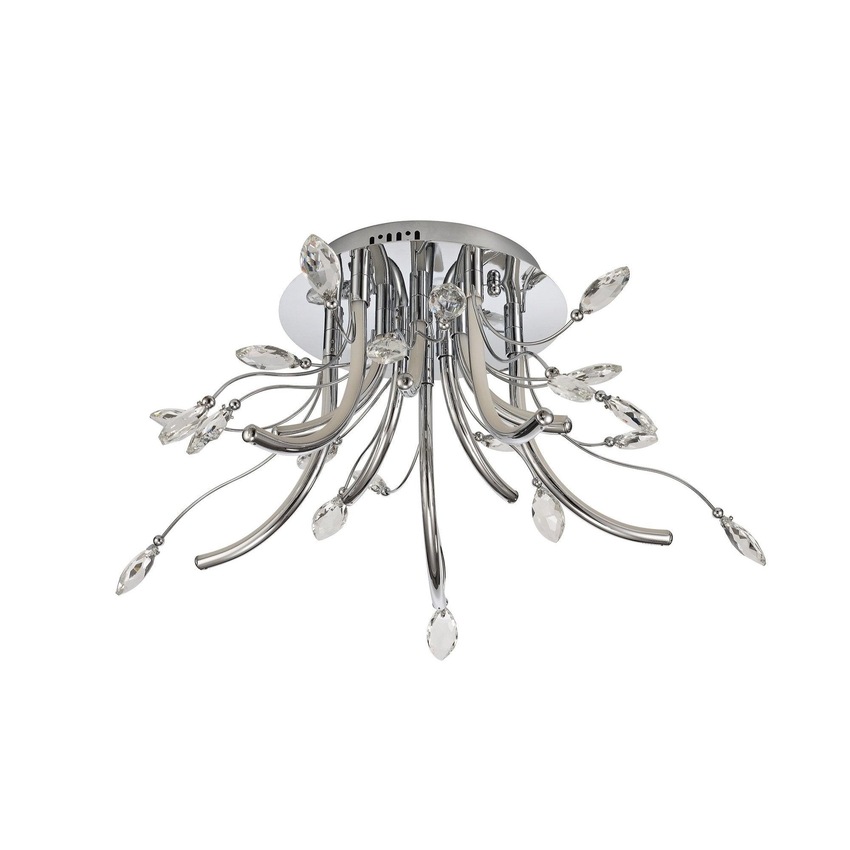 Photograph: Idolite Eastcote Polished Chrome/Opal Medium Flush Crystal Led Ceiling Light - 3000K