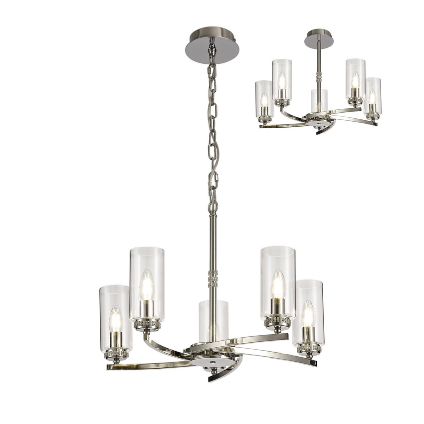 Photograph: Idolite Euston Polished Nickel 5 Light Chandelier