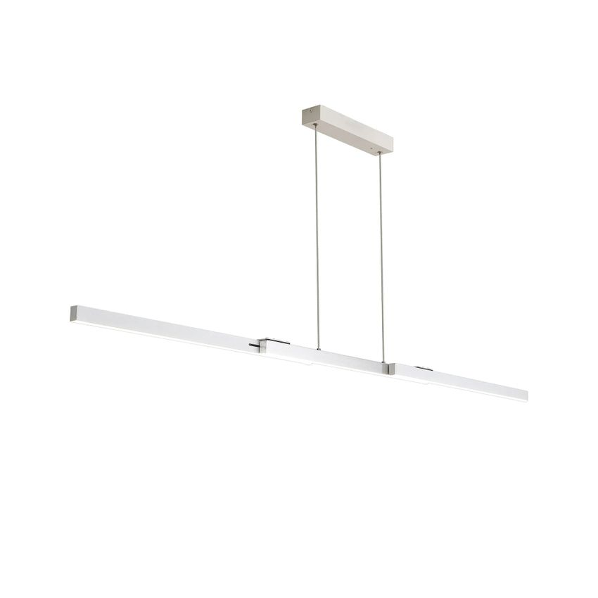 Photograph: Idolite Ezra Extendable Linear Pendant : 40W LED: Remote Control CCT Tuneable White 3000K-6000K: Sand White/Aluminium