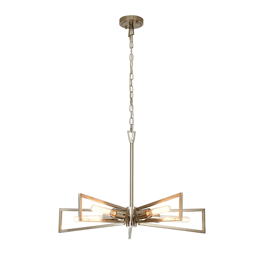 Photograph: Idolite Helm Satin Nickel & Polished Nickel 5 Light Pendant