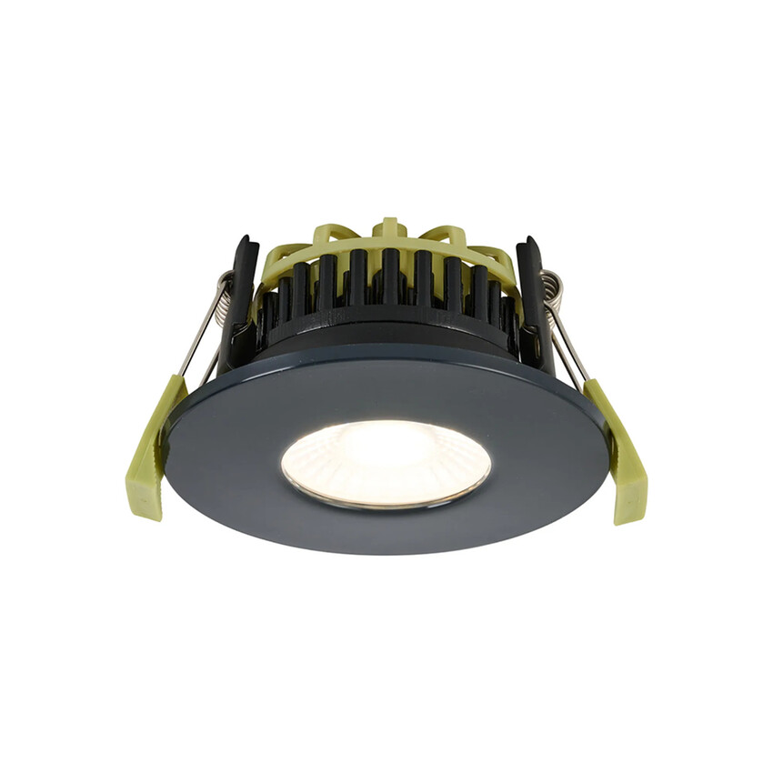 Photograph: Idolite Imre 4/6/8W: Triac Dimmable 4CCT LED Fire Rated Downlight: Charcoal Fascia: Cut Out: 70mm: 400/600/800lm: 60 Deg: IP65 DRIVER INC. 5yrs Wrnty