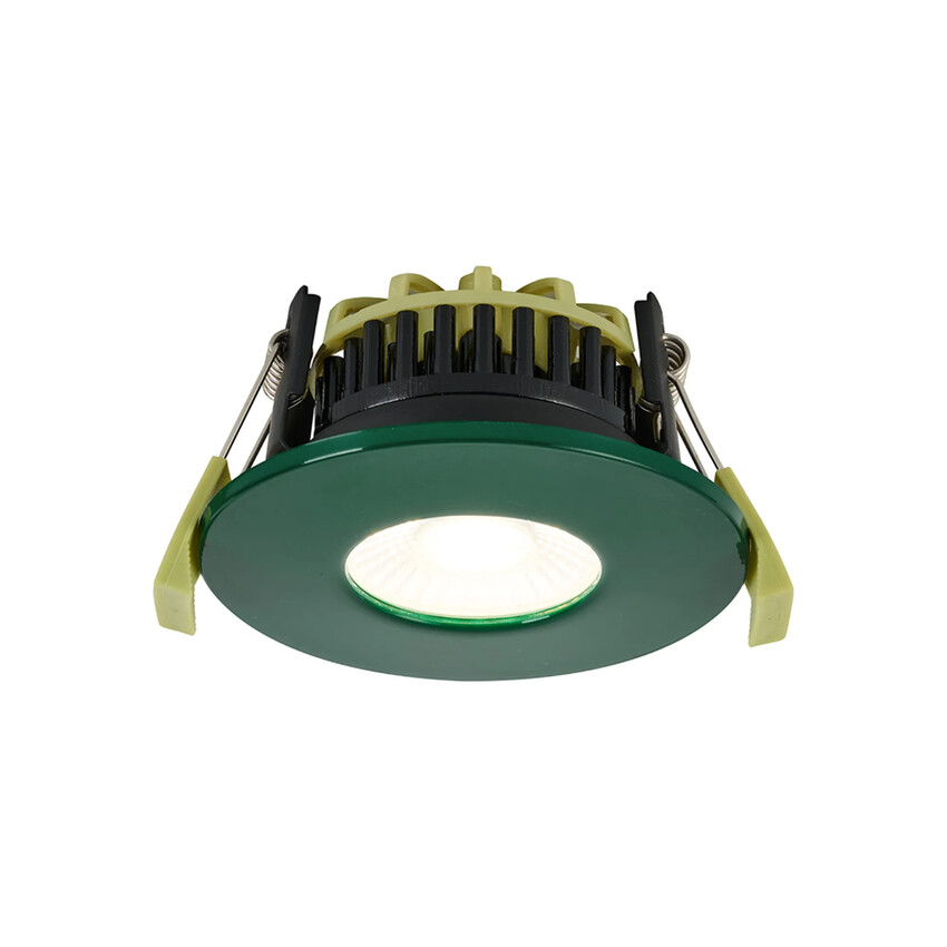 Photograph: Idolite Imre 4/6/8W: Triac Dimmable 4CCT LED Fire Rated Downlight: Dark Green Fascia: Cut Out: 70mm: 400/600/800lm: 60 Deg: IP65 DRIVER INC. 5yrs Wrnty
