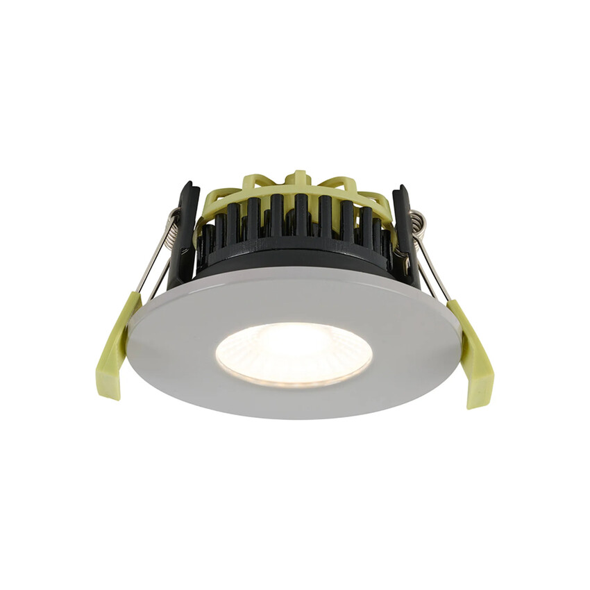 Photograph: Idolite Imre 4/6/8W: Triac Dimmable 4CCT LED Fire Rated Downlight: Light Grey Fascia: Cut Out: 70mm: 400/600/800lm: 60 Deg: IP65 DRIVER INC. 5yrs Wrnty