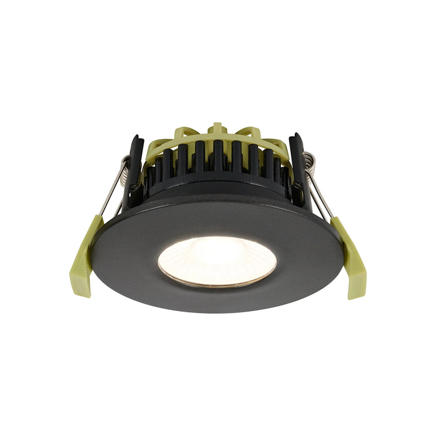 Photograph: Idolite Imre 4/6/8W: Triac Dimmable 4CCT LED Fire Rated Downlight: With Graphite Fascia: Cut Out: 70mm: 400/600/800lm: 60 Deg: IP65 DRIVER INC. 5yrs Wrnty