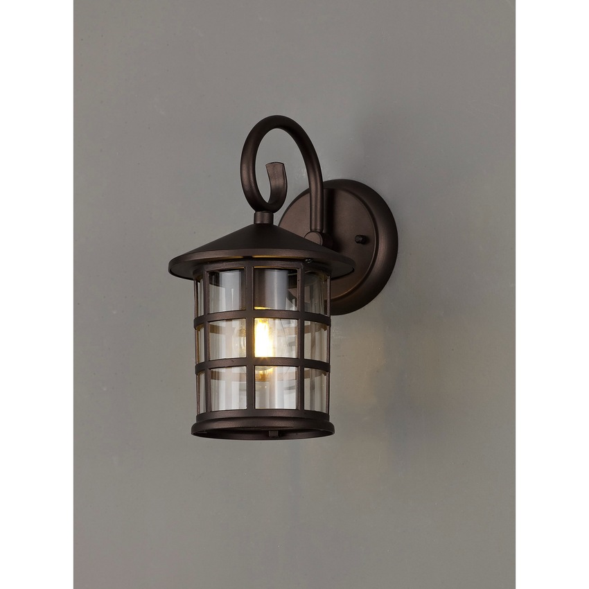 Photograph: Idolite Jada Antique Bronze Finish Exterior Wall Light C/W Clear Glass - IP44