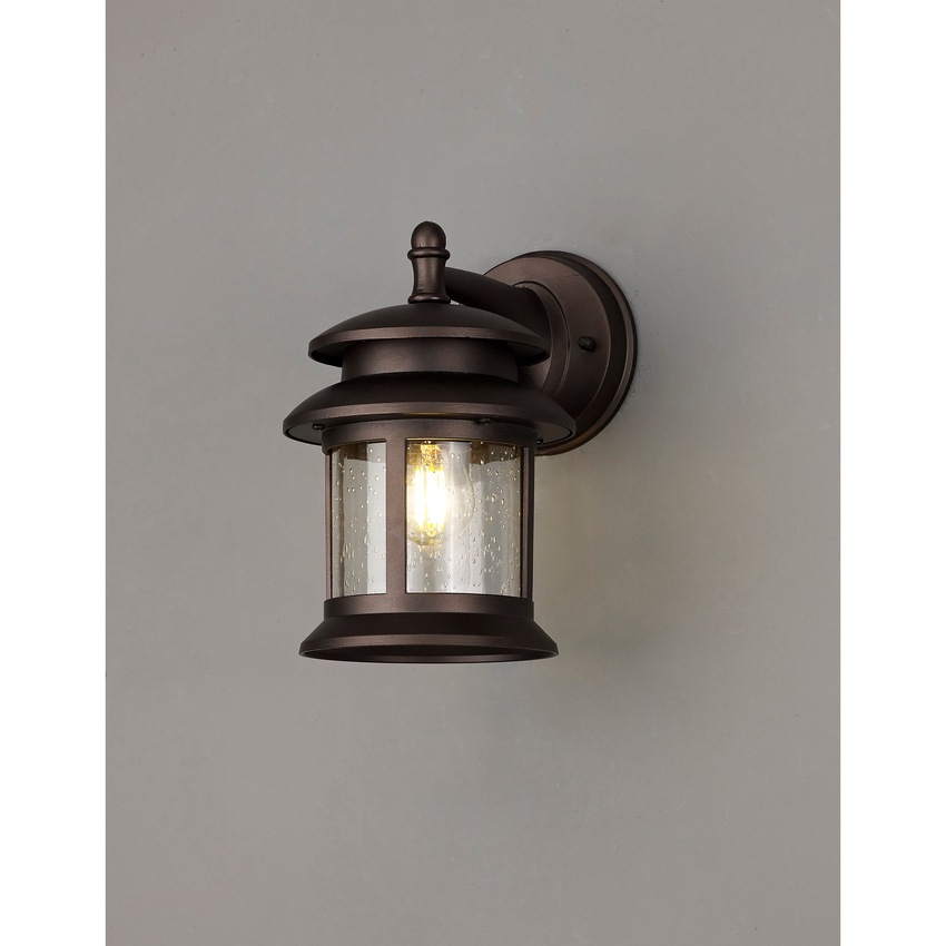 Photograph: Idolite Jada Antique Bronze Finish Exterior Wall Light C/W Clear Seeded Glass - IP44