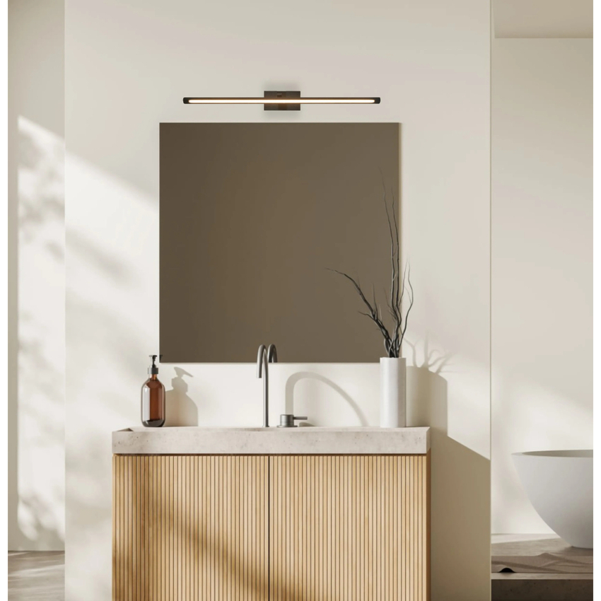 Photograph: Idolite Killian 67.5cm Black Over Mirror Bathroom Wall Light - 12W LED, 3000K, IP44