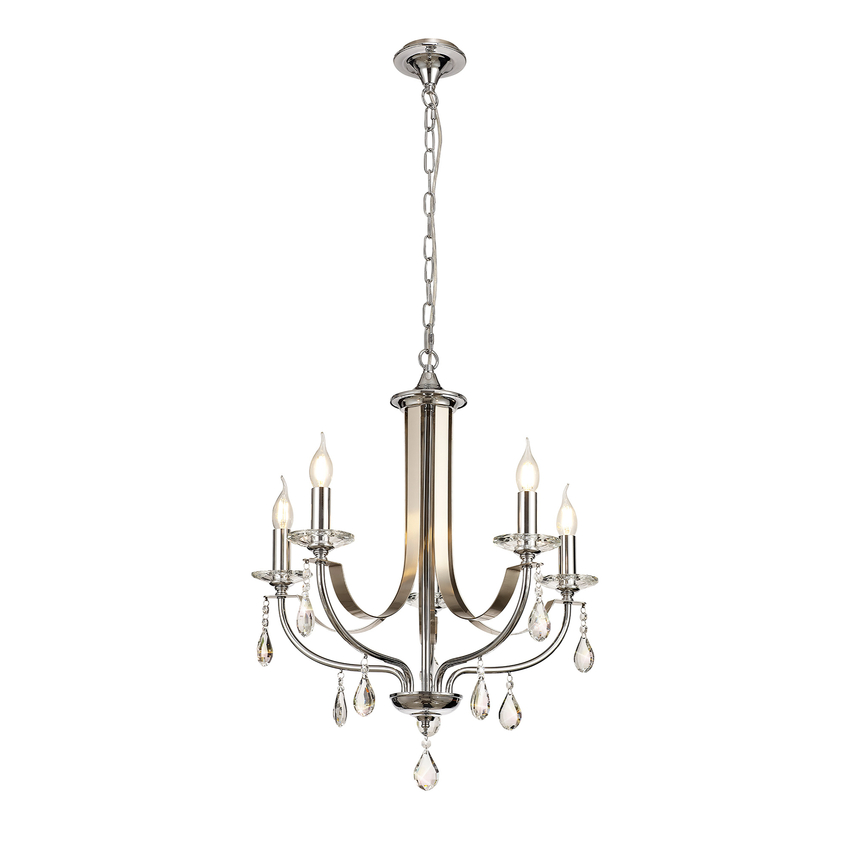 Photograph: Idolite Kunlun Polished Chrome Finish 5 Light Crystal Chandelier