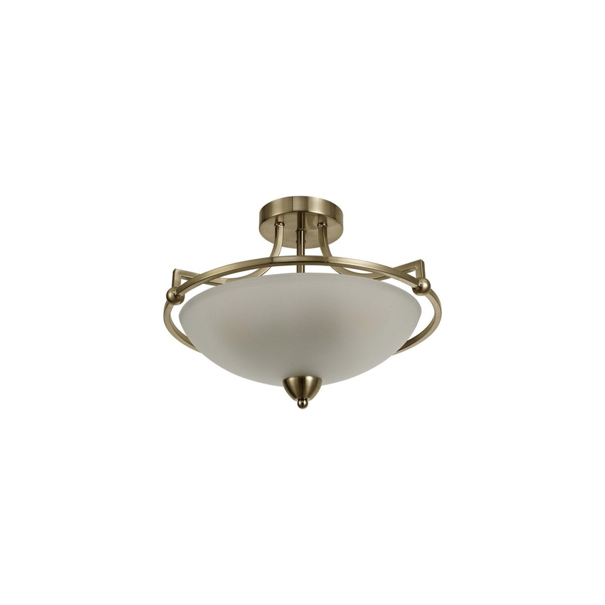 Photograph: Idolite Lepontine Antique Brass 3 Light Semi Flush Ceiling Light