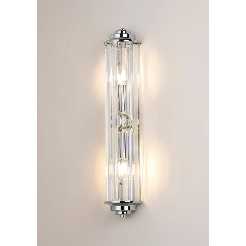 Photograph: Idolite Million 2 Light Polished Chrome Crystal Bathroom Wall Light - IP44