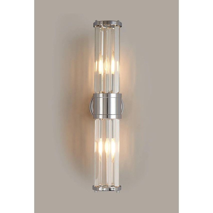 Photograph: Idolite Million 2 Light Polished Chrome Up And Down Crystal Bathroom Wall Light - IP44