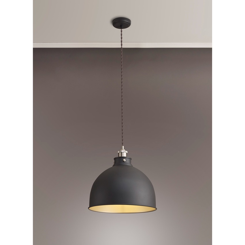 Photograph: Idolite Musala Graphite Large Single Pendant Light With Satin Nickel & Silver Detailing