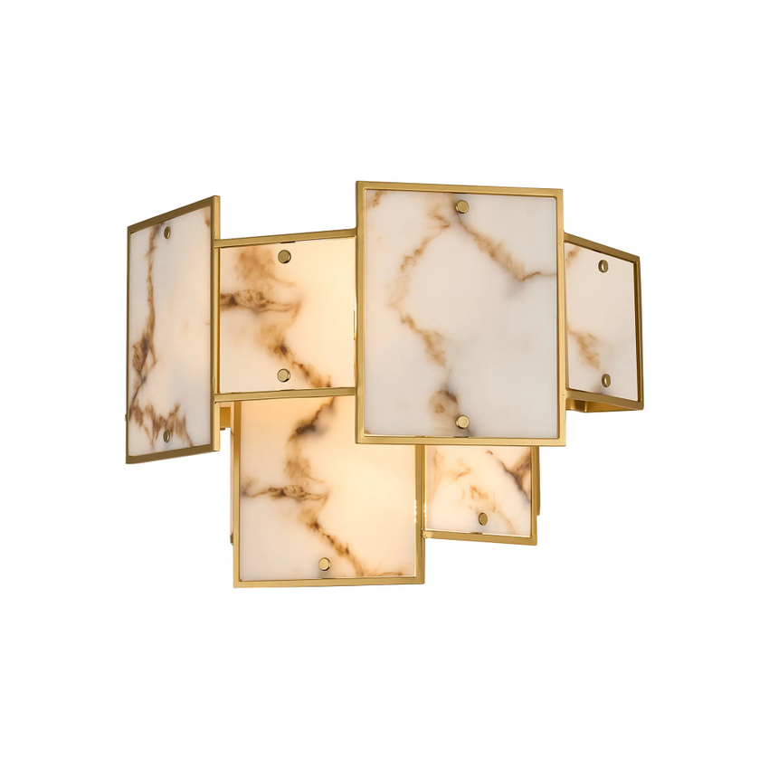 Photograph: Idolite Natron Switched Wall Light Faux Alabaster: 2 x E14: Gold/Brown
