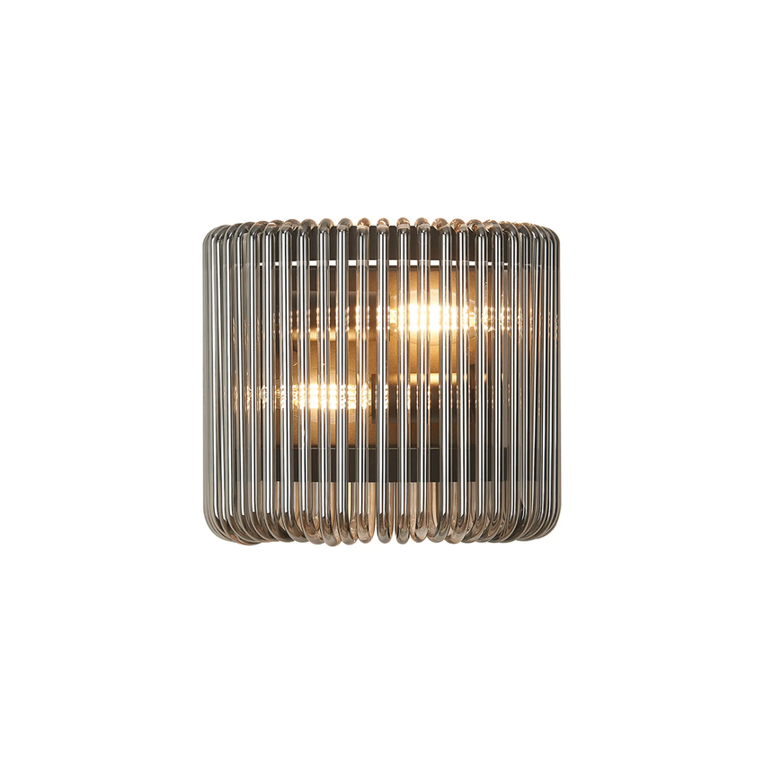 Photograph: Idolite Nuboda 22 x 12cm 2 Light Small Wall Light Black With Smoke Glass Rods