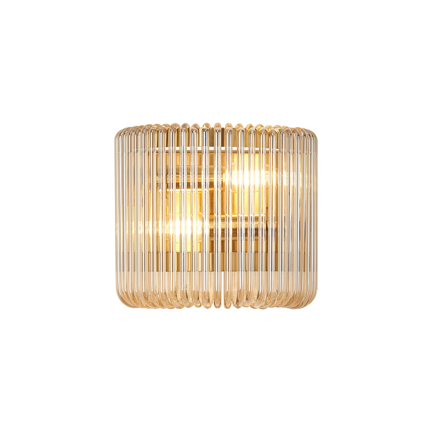 Photograph: Idolite Nuboda 22 x 12cm 2 Light Small Wall Light Brass With Smoke Brown Glass Rods